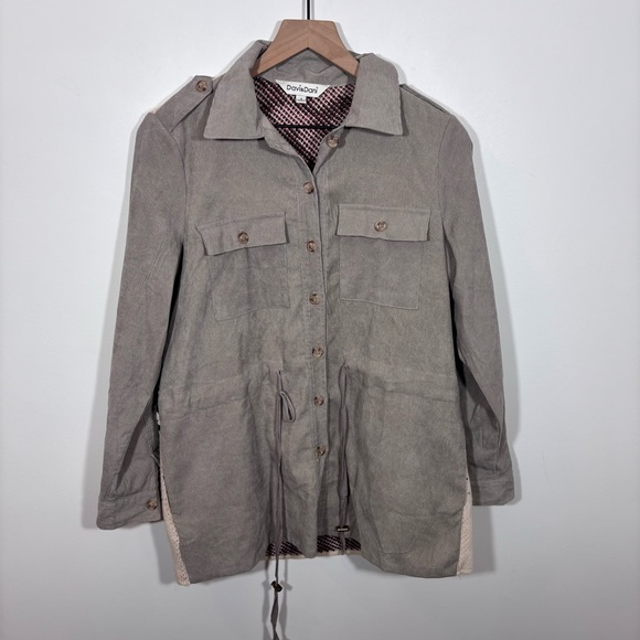 Davi & Dani Lightweight Cordroy jacket size small waist drawstring tribal print - Picture 2 of 11